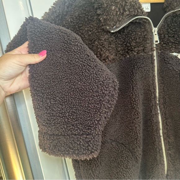 Abercrombie & Fitch Mixed Texture Sherpa Fleece Bomber Jacket. Brown. Large. - Picture 2 of 7